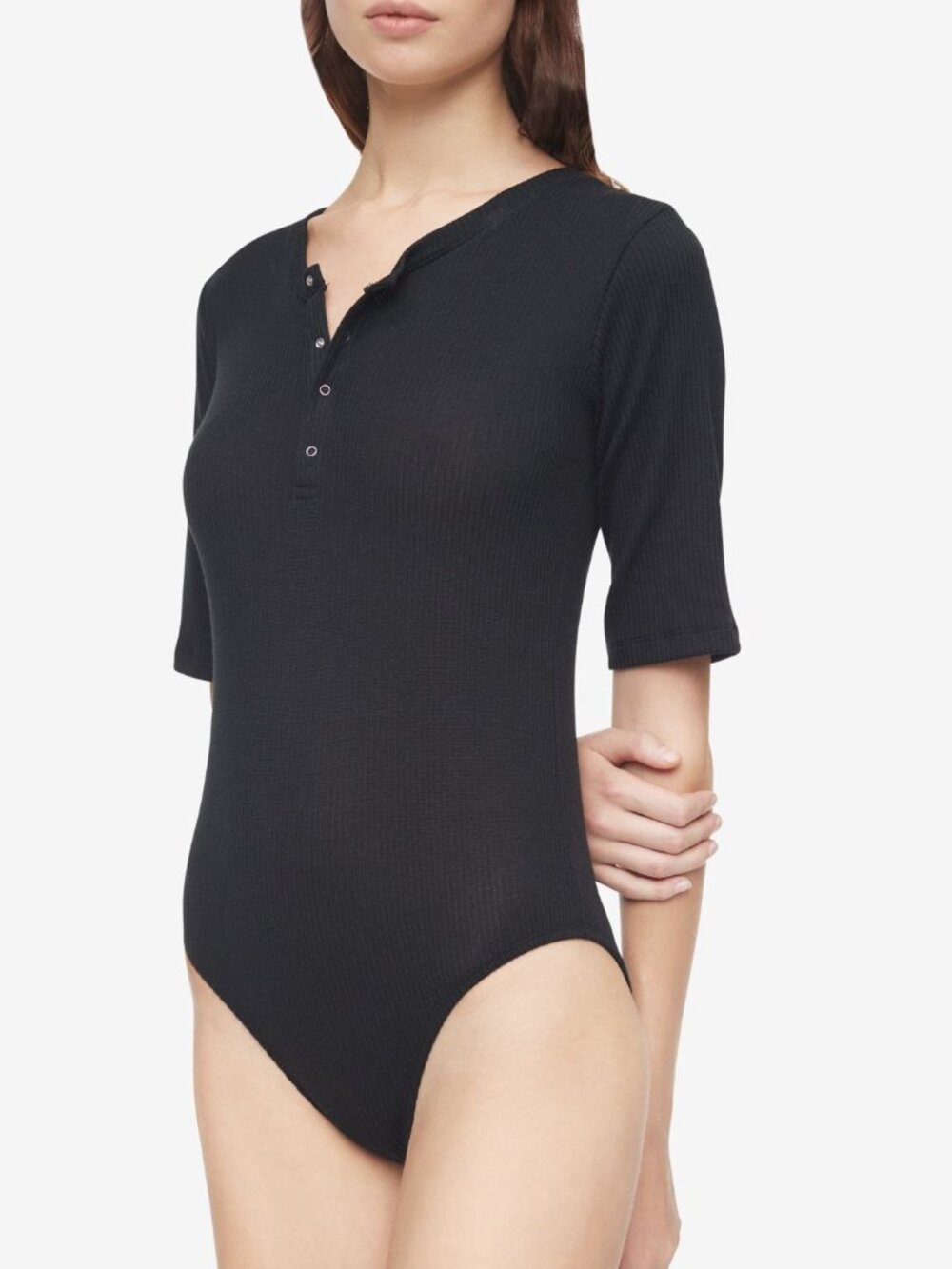Calvin Klein Womens Ease Henley Bodysuit